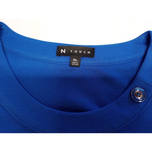 N TOUCH Ladies Royal Blue Cotton Blend Pullover Long Sleeve Blouse Top Size XL - Picture 2 of 2